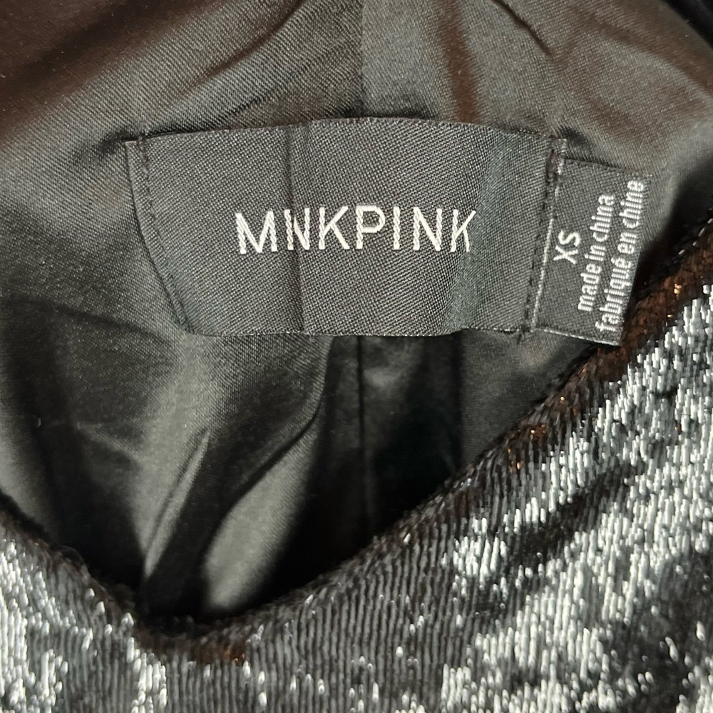 MINKPINK Black Liquid Velvet Slip Dress Shimmer Sz XS Cocktail Nightclub Party - Picture 11 of 16